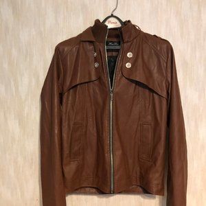 Bomber chestnut brown faux leather